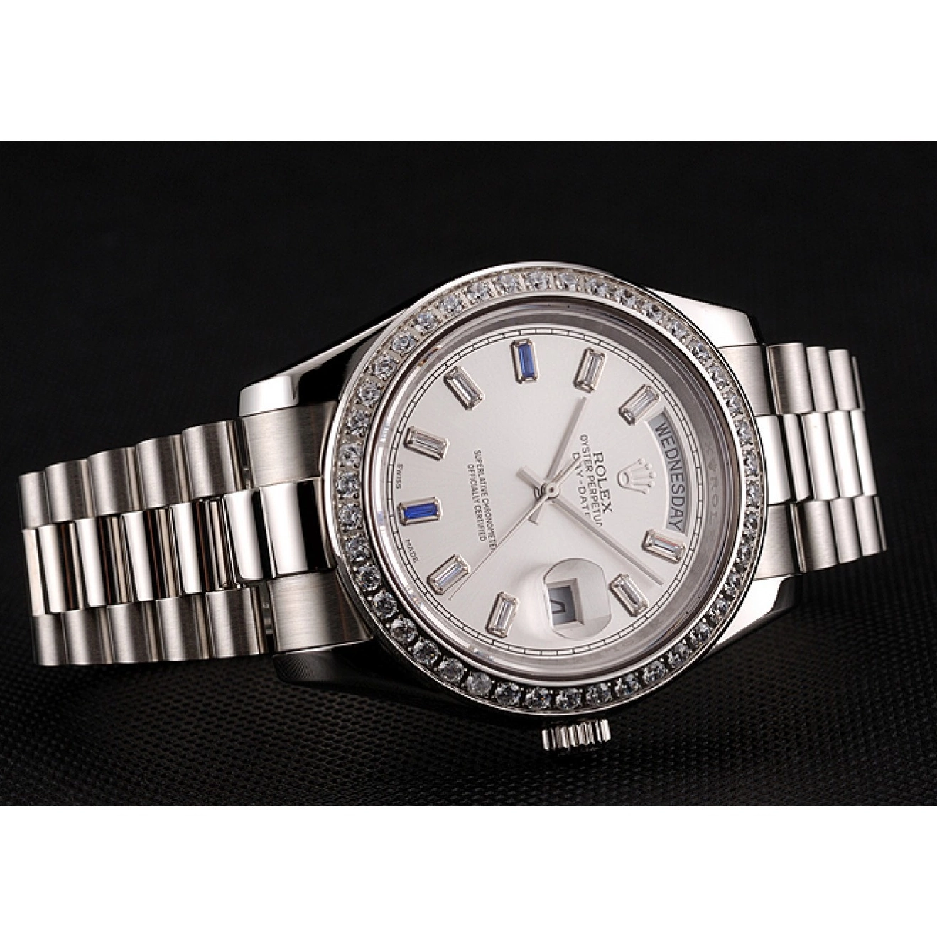 Good Copy Rolex Watches Staineless Steel Bezel Rolex Day-Date 1454109 Diamonds Bracelet Swiss 0729